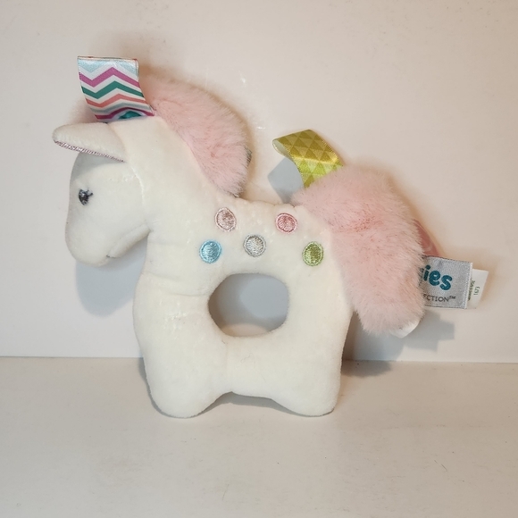 5” Taggies Embroidered Soft Ring Rattle Painted Pony Baby Toy - Picture 1 of 8